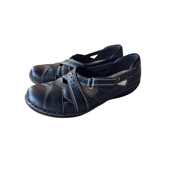 Clarks Bendables Brown Leather Comfort Mary Jane Flats Women's Size 9W Walking - Picture 1 of 10